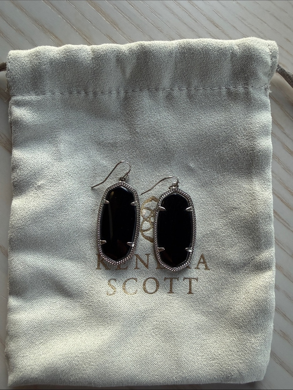 Kendra Scott Silver Earrings with Black Stones